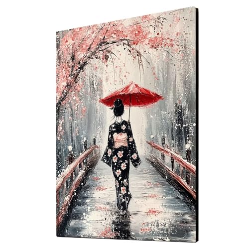 Japan Malen Nach Zahlen Erwachsene Geisha Malen Nach Zahlen 110 x 80 CM DIY Basteln Erwachsene Klarheit Farbe Leinwan Bilder mit Acrylfarben Set 3 Typen Pinsel für Deko Wohnzimmer Geschenke 2YH-4658 von Generic