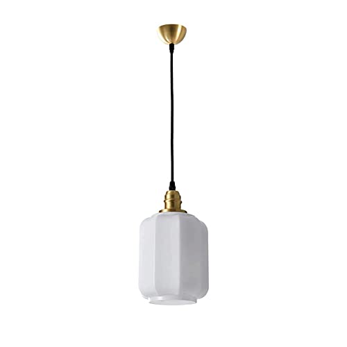 Japanisches Retro-Glasmetall, Lampenschirm für Pendellampe aus weißem Glas, E27-Sockel, Einzelkopf-Hängelampe, Kücheninsel, Badezimmer-Dekoration, Beleuchtungskörper von Generic