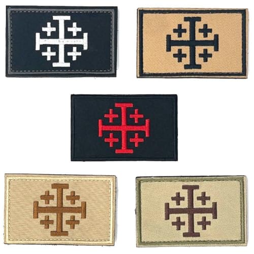 Jerusalem Cross Knights Templerflaggen Jerusalem Militärtaktische Patch Cross Hook & Loop Fastener Backing Accessoire Für Hüte Jacken Rucksäcke von Generic