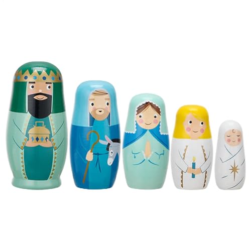 Jesus Nisting Dolls - Jesus Nisting Nativivy Set, Jesus Nativitätsnistpuppen | 5 Verschiedene Muster hölzerne russische Nistpuppe, Puppen für Hochzeit, Dekorationen, 2,8 x 2,8 x 5,7 Jesus Nisting Dolls - Jesus Nisting Nativivy Set, Jesus Nativitätsnistpuppen | 5 Verschiedene Muster hölzerne russische Nistpuppe, Puppen für Hochzeit, Dekorationen, 2,8 x 2,8 x 5,7 von Generic