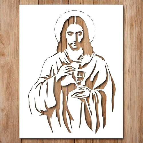 Jesus-Schablone – religiöse christliche Oster-Schablonen für Weihnachten, wiederverwendbar, zum Malen auf Holz, Glas, Wand, Stein, Wänden, Glaswaren, Leinwand – Jesus Christus Malschablone (21,6 x von Generic