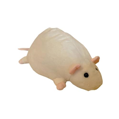 Jumbo-Ratten-Plüschkissen, 39 cm, weiches Stofftier mit ultraweichem Plüschstoff, niedliches Cartoon-Design für Bett, Sofa und Raumdekoration (weiß) von Generic