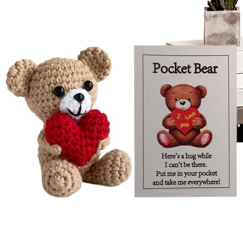 KAG Strickpuppe, Bär, Knitterpuppe, Teddybär, Strickpuppe, Nadelpuppe, Tasche mit Herz für und Mädchen von Generic