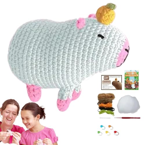 Häkeln Kit - komplettes Set Capibara Amigurumi Bastelset für Anfänger | Capibara Amigurumi Bastelset, Schritt für Schritt Anleitung, Premium Garn, Häkelnadeln u von Generic