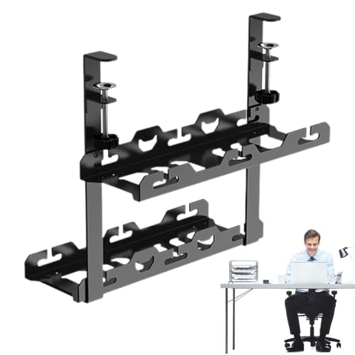 Kabelmanagement unter dem Schreibtisch, Kabel-Organizer unter dem Schreibtisch, Kabelbahnen aus Kohlenstoffstahl – Kabel-Organizer für Büro mit Klemme, Kabelmanagement unter dem Schreibtisch von Generic