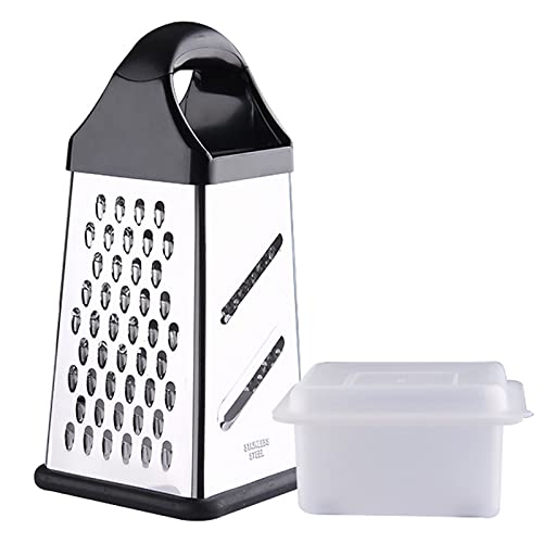 Käsereibe, Kastenreibe aus Edelstahl, 4-seitige Gewürzreibe mit Griff, zum Schneiden, Raspeln, Reiben von Gemüse, Ingwer, Kartoffeln, Handreibe für Lebensmittel, Zestenreißer, inkl. Behält von Generic