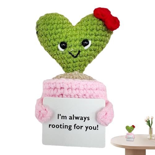 Kaktus zur emotionalen Unterstützung, Häkelkaktus-Set,Mini gestrickte Positive inspirierende lustige Kaktuspuppe - Lustiger -Kaktus aus Baumwollgarn für Ostern, Valentinstag, von Generic