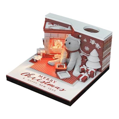 Kalender 2026, 3D Abreißbar Notizblock Tischkalender, DIY Zeit Fragmente Weihnachtliche Papierskulpturen Wochenkalender, Weihnachten Deko, Desktop Ornament, Tischdekoration, Tischdeko (Rot) von Generic