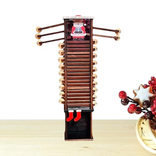 Kalender zum Countdown des Weihnachtsmanns im Dorfhaus, Adventskalender mit Weihnachtsmann - Countdown für den Weihnachtskalender 2024 - Adventskalender aus Holz von Generic