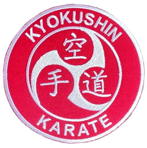 Karate Kyokushin Patch (8,9 cm) rot bestickt zum Aufbügeln oder Aufnähen, Abzeichen Kyoku Kimono Gi japanische Kampfsportarten, perfekt für Jacken, Rucksäcke, Gepäck, Hüte, individuelle von Generic
