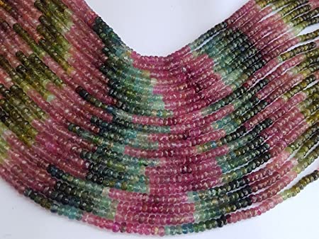 Kashish Gems & Jewels 4 mm Großhandelspreis ~ AAA Qualität, mehrfarbige natürliche Wassermelone Turmalin Halbedelstein Perlen für Schmuckherstellung facettierte Rondelle Form – 35,6 cm langer Strang Kashish Gems & Jewels 4 mm Großhandelspreis ~ AAA Qualität, mehrfarbige natürliche Wassermelone Turmalin Halbedelstein Perlen für Schmuckherstellung facettierte Rondelle Form – 35,6 cm langer Strang von Generic