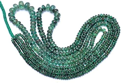 Kashish Gems & Jewels AAA+ Smaragd 2 mm - 5 mm glatte Rondelle-Perlen | 43,2 cm Strang | natürlicher grüner Smaragd-Edelstein lose Perlenstränge für die Schmuckherstellung von Generic