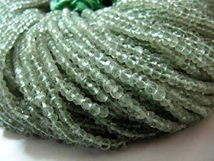 Kashish Gems & Jewels AAA Qualität grüner Amethyst Perlen 3–4 mm Rondelle facettierte Stränge 33 cm lang von Generic