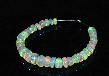 Kashish Gems & Jewels Natürliche äthiopische Welo-Feueropal-Rondelle-Perlen, 3 - 4 mm, 1 Strang Opal von Generic