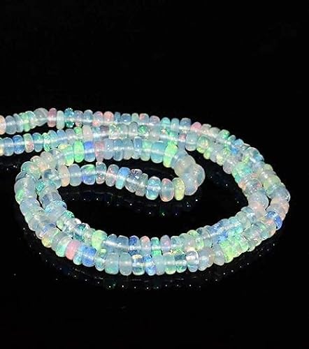 Kashish Gems & Jewels Natürliche äthiopische Welo-Feueropal-Rondelle-Perlen, 3–4 mm, 25,4 cm, 1 Strang Opal von Generic