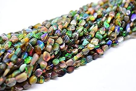 Kashish Gems & Jewels Natürliche schwarze Opal-Perlen für die Schmuckherstellung, äthiopische Opal, glatte Trommelperlen, Größe ca. 6 x 3 mm, Feueropal-Perlen, echte Opal-Kristalle, Welo-Opal-Perlen, von Generic
