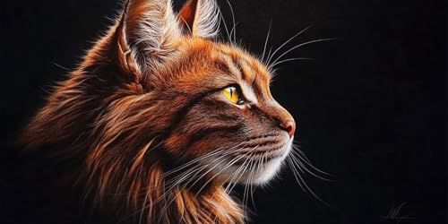 Katze Diamond Painting, Diamond Painting Erwachsene, Tier Alle Bohrer Rund Kristall Cross Stickerei Mosaikherstellung Leinwand Malerei Kits Anfänger Kinder, Als Hause Wand Dekoration 80x40cm T-z549 von Generic
