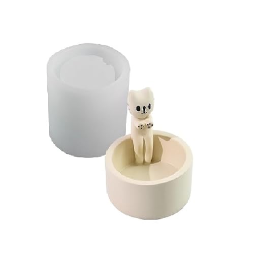 Katze 3D Silikonform Kerzenhalter, Gießformen für Weihnachten, Gips Zum Gießen (B) von Generic