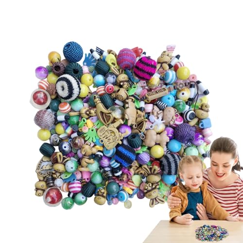Keramik-Perlen, Porzellanperlen, buntes Perlen-Set zum Auffädeln von Kugelarmbändern, Feengarten-Perlen mit großem Loch, handgefertigt aus Porzellan, handgefertigt von Generic