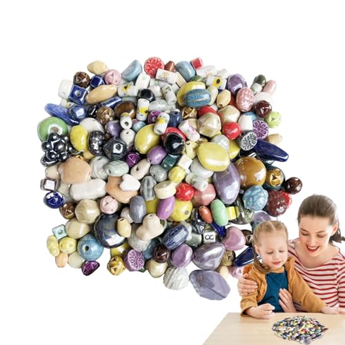 Keramikperlen, handgefertigte Keramikperlen, buntes Perlen-Set zum Auffädeln von Kugelarmbändern, Feengartenperlen mit großem Loch, handgefertigt aus Porzellan Keramikperlen, handgefertigte Keramikperlen, buntes Perlen-Set zum Auffädeln von Kugelarmbändern, Feengartenperlen mit großem Loch, handgefertigt aus Porzellan von Generic