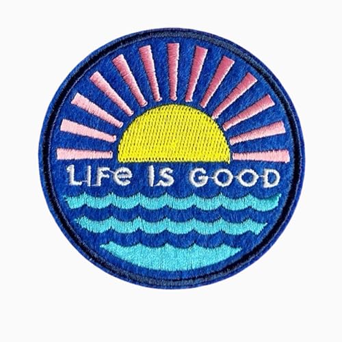 Khunjoy Aufnäher "Seaside for Life is Good" zum Aufbügeln, bestickt mit blauem Ozean von Generic