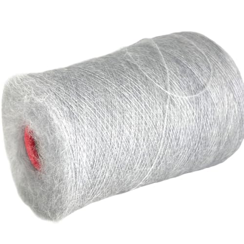 Kid Silk Mohair Konen Garn 300g | #0 LACE WEIGHT | Luxuriöse Qualität für Hand- und Maschinenstricken, Häkeln und DIY-Basteln (Hellgrau) von Generic