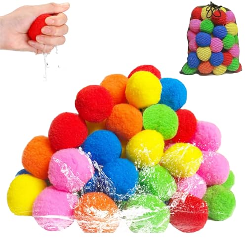 Kiddospace Reusable Water Sponge Balls, Colorful Quick Fill Water Balls Self Sealing Bombs Splash Ball, Refillable Water Balloons, Reusable Water Balloons for Outdoor Games (120pcs) von Generic