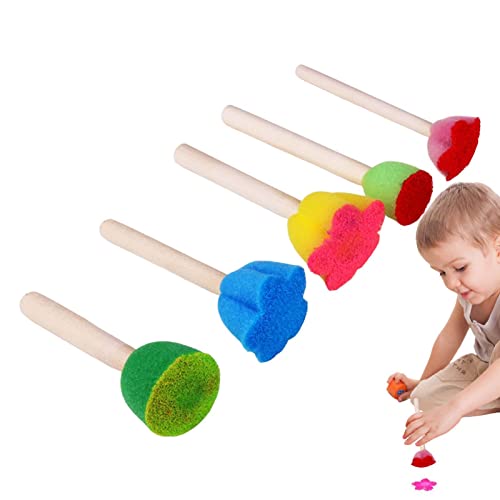 Kids Paint Schwämme – 5 Stück Schwamm-Stempel, Malschwamm-Kits | Malschwamm mit Holzgriff, Schaumstoff-Bürste für Malarbeiten Kids Paint Schwämme – 5 Stück Schwamm-Stempel, Malschwamm-Kits | Malschwamm mit Holzgriff, Schaumstoff-Bürste für Malarbeiten von Generic