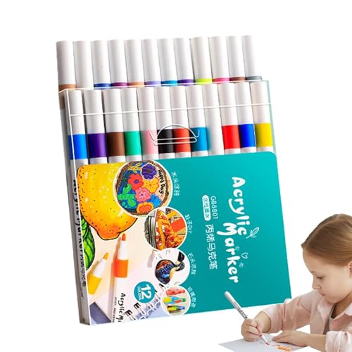Kinder Acrylmaler - feinere Permanentfarbmarker und schnell spitze Spitze | Trockner, wasserfester Indikator für Stein, Holz, Glas, Leinwand, Stoff, Möbel für T-Shirts i von Generic