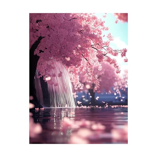 Kirschblüten Malen Nach Zahlen Erwachsene Landschaft Malen Nach Zahlen 100x135CM DIY Basteln Erwachsene Klarheit Farbe Leinwan Bilder mit Acrylfarben Set 3 Typen Pinsel für Deko Wohnzimmer 2YH-14963 von Generic