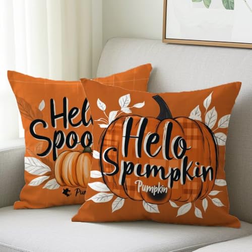 Kissenbezug 40x40 cm Outdoor Kissen Karamell Sofakissen 2er Set Kissenbezug Samtstoff Kissenbezüge Kürbis Kissenhülle Deko Couchkissen für Garten Schlafzimmer Balkon Terrasse Herbst Dekoration M-453 von Generic