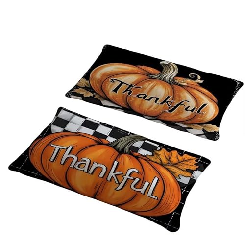 Kissenbezug 40x70 cm Outdoor Kissen Thanksgiving-Kürbis Sofakissen 2er Set Kissenbezug Samtstoff Kissenbezüge Kürbis Kissenhülle Deko Couchkissen für Garten Schlafzimmer Terrasse Herbst Dekor w-185 von Generic