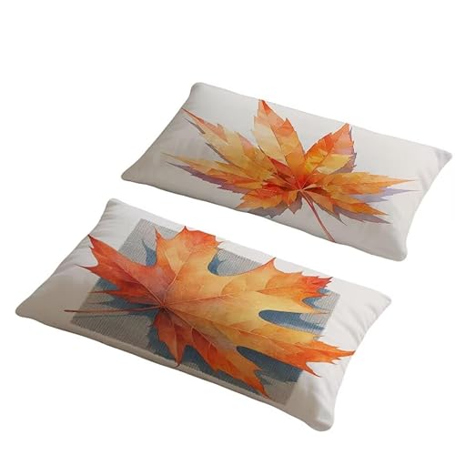 Kissenbezug 80x100 cm Outdoor Kissen Ahornblätter Sofakissen 2er Set Kissenbezug Samtstoff Kissenbezüge Herbst Kissenhülle Zierkissen Deko Couchkissen für Garten Schlafzimmer Balkon Herbst Dekor w-181 von Generic
