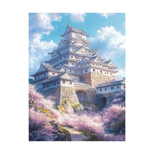 Kiyomizu-Tempel Malen Nach Zahlen Erwachsene Antike Gebäude Malen Nach Zahlen 30x40CM DIY Basteln Erwachsene Klarheit Farbe Leinwan Bilder mit Acrylfarben Set 3 Typen Pinsel für Zimmer Deko 2YH-12511 von Generic