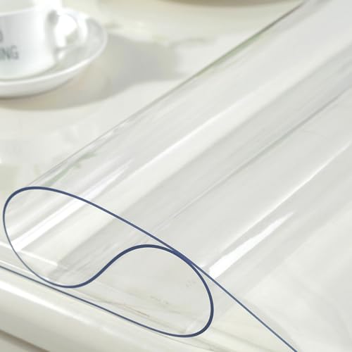 Klare, transparente PVC-Tischdecke, Tischschutzhülle, rechteckige transparente Kunststoff-Tischdecke, klare Schreibtisch-Tischmatte, 2 mm Dicker Tischplattenschutz für Zuhause, Büro (transpa Klare, transparente PVC-Tischdecke, Tischschutzhülle, rechteckige transparente Kunststoff-Tischdecke, klare Schreibtisch-Tischmatte, 2 mm Dicker Tischplattenschutz für Zuhause, Büro (transpa von Generic