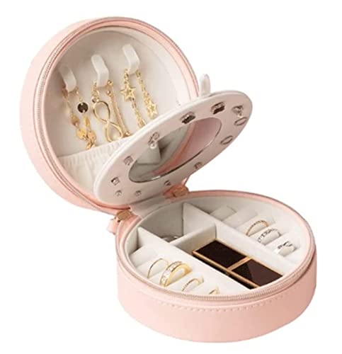 Klassische kleine Reise-Schmuckschatulle, runde Schmuckaufbewahrungsbox, Organizer aus PU-Leder, Aufbewahrungskoffer für Ringe, Ohrringe und Halsketten Klassische kleine Reise-Schmuckschatulle, runde Schmuckaufbewahrungsbox, Organizer aus PU-Leder, Aufbewahrungskoffer für Ringe, Ohrringe und Halsketten von Generic