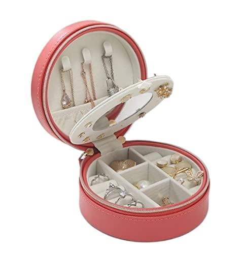Klassische kleine Reise-Schmuckschatulle, runde Schmuckaufbewahrungsbox, Organizer aus PU-Leder, Aufbewahrungskoffer für Ringe, Ohrringe und Halsketten Klassische kleine Reise-Schmuckschatulle, runde Schmuckaufbewahrungsbox, Organizer aus PU-Leder, Aufbewahrungskoffer für Ringe, Ohrringe und Halsketten von Generic