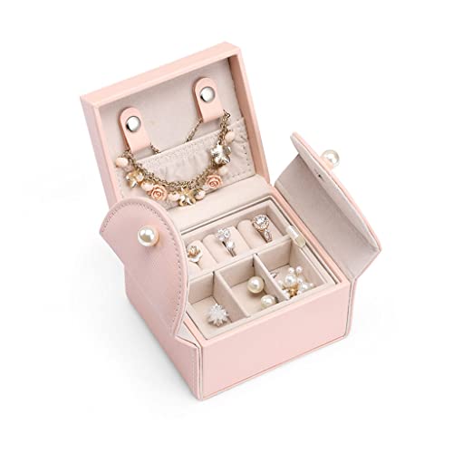 Klassische kleine Schmuckschatulle, 2-lagiger Reise-Schmuck-Organizer, tragbares Schmucketui, Geschenk für Frauen und Mädchen, Geschenk zur Schmuckaufbewahrung für Ringe und Halsketten von Generic