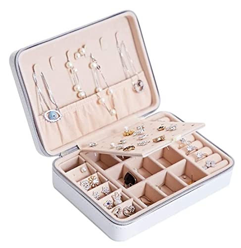 Klassische tragbare Schmuckschatulle, Organizer, Aufbewahrung, Schmuck-Display-Box mit Reißverschluss, Schmuckhalter für Ohrringe, Ringe, Halsketten, Armbänder Klassische tragbare Schmuckschatulle, Organizer, Aufbewahrung, Schmuck-Display-Box mit Reißverschluss, Schmuckhalter für Ohrringe, Ringe, Halsketten, Armbänder von Generic