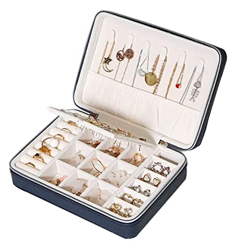 Klassische tragbare Schmuckschatulle, Organizer, Aufbewahrung, Schmuck-Display-Box mit Reißverschluss, Schmuckhalter für Ohrringe, Ringe, Halsketten, Armbänder Klassische tragbare Schmuckschatulle, Organizer, Aufbewahrung, Schmuck-Display-Box mit Reißverschluss, Schmuckhalter für Ohrringe, Ringe, Halsketten, Armbänder von Generic