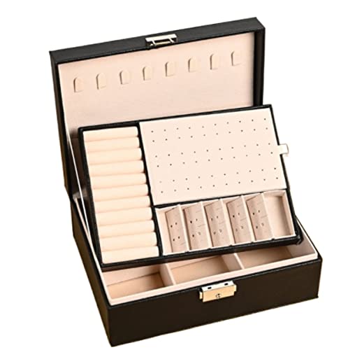 Klassischer Schmuckkoffer, Schmuckschatulle aus PU-Leder, Organizer, Aufbewahrungskoffer für Halsketten, 2-lagig, mittelgroßer Aufbewahrungskoffer für Armbänder und Ringe Klassischer Schmuckkoffer, Schmuckschatulle aus PU-Leder, Organizer, Aufbewahrungskoffer für Halsketten, 2-lagig, mittelgroßer Aufbewahrungskoffer für Armbänder und Ringe von Generic