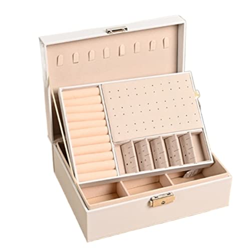Klassischer Schmuckkoffer, Schmuckschatulle aus PU-Leder, Organizer, Aufbewahrungskoffer für Halsketten, 2-lagig, mittelgroßer Aufbewahrungskoffer für Armbänder und Ringe Klassischer Schmuckkoffer, Schmuckschatulle aus PU-Leder, Organizer, Aufbewahrungskoffer für Halsketten, 2-lagig, mittelgroßer Aufbewahrungskoffer für Armbänder und Ringe von Generic