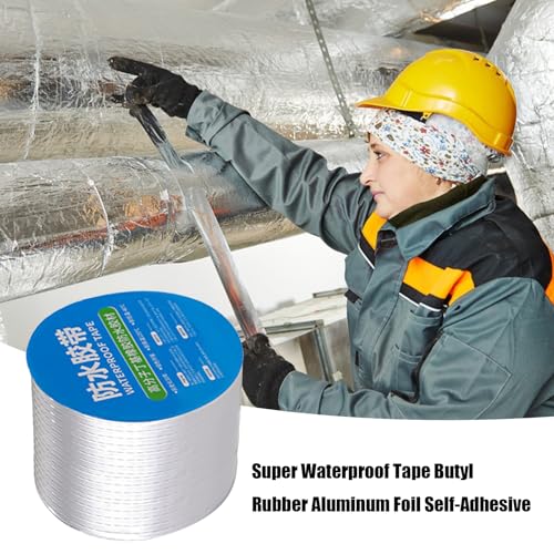 Klebeband, strapazierfähig, wasserfest, Dampfsperrband - Stark haftendes Rohrband wasserdicht | Selbstklebendes Hitzeschild-Dachdichtband aus Aluminiumfolie für die Reparatur von Wohnmobilen, Fenstern von Generic