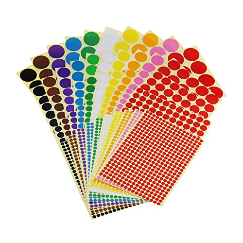 Klebrige Farbkodierungsetiketten, entfernbar, kleine Kreise, Punkte, Aufkleber, 10 Farben, insgesamt 50 Blatt von Goodma