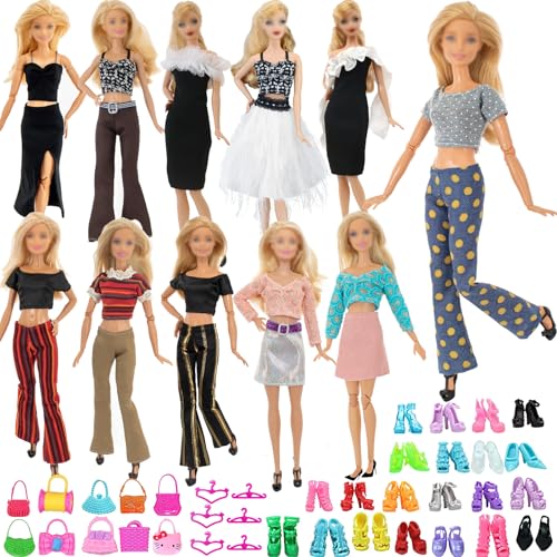 Kleidung für Puppen, 41 Stück Puppenkleidungs und Zubehör für Puppen 10 Freizeitbekleidung Kleidung(Tops und Hosen) 10 Paar Schuhe 21 Zubehör für 11,5 Zoll Mädchen Puppen for Girl Doll von Generic