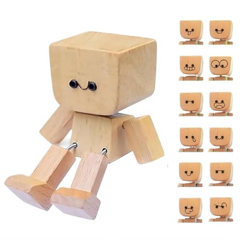 Kleine Holzfigur, die schwankt - Handgeschnitzte schwingende Desktop-Ornament, 12 magnetische Ausdrucksgesichter, kreatives Stressabbau-Geschenk, für Büro, Bücherregal, Auto-Armaturenbrett (Naturholz Kleine Holzfigur, die schwankt - Handgeschnitzte schwingende Desktop-Ornament, 12 magnetische Ausdrucksgesichter, kreatives Stressabbau-Geschenk, für Büro, Bücherregal, Auto-Armaturenbrett (Naturholz von Generic