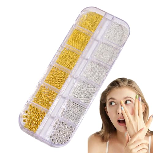 Kleine Perlen für Nägel, Nagelperlen – Nagelzubehör | gemischte Größen 3D Caviar Beeds Charm Gold Silver Steel Balls Dekoration für Manikürezubehör Kleine Perlen für Nägel, Nagelperlen – Nagelzubehör | gemischte Größen 3D Caviar Beeds Charm Gold Silver Steel Balls Dekoration für Manikürezubehör von Generic