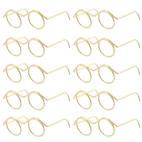 Kleine Puppenbrillen 10 Paar Metall Draht Rand Lens Ohne Brille Stoffpuppe Dress Up Brille Klassische Retro Mini -sonnenbrille Für Puppen Haustiere Kostüm von Generic