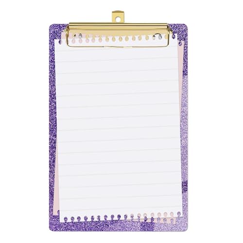 Klemmbrett, glänzend, glitzernd, goldfarben, leichter Brieftaschen-Stil, eleganter Clip mit flachem Profil, elegantes Design, widerstandsfähige Oberfläche, glänzend, für Damen, Büro, Schule von Generic