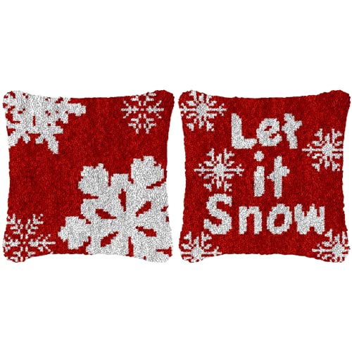 Knüpfhaken-Set, Kissen, Let It Snow, Schneeflocke, bedruckt, Leinwand, handgefertigt, Häkelgarn, Haken, Riegel, Stickerei, Kissenbezug, Weihnachten, Zuhause, Sofa, Dekoration, 43x43 cm, 2 Stück Knüpfhaken-Set, Kissen, Let It Snow, Schneeflocke, bedruckt, Leinwand, handgefertigt, Häkelgarn, Haken, Riegel, Stickerei, Kissenbezug, Weihnachten, Zuhause, Sofa, Dekoration, 43x43 cm, 2 Stück von Generic